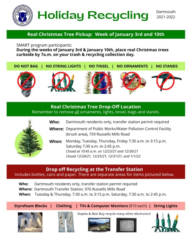 Christmas tree disposal information and holiday recycling tips for